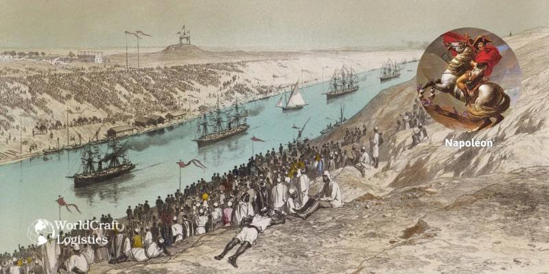 Napoléon suez canal.jpg Napoleon's canal planning began in 1799