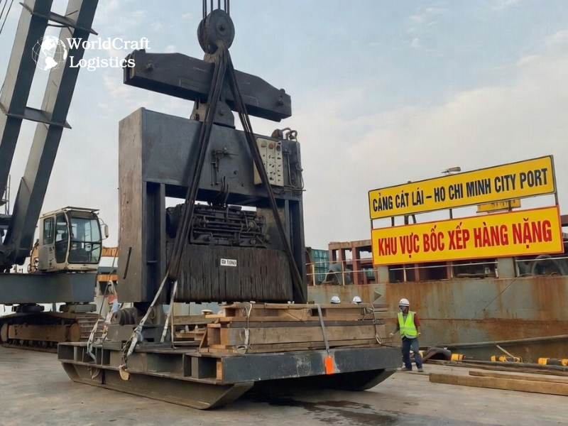 50-Ton Industrial Press Heavy Lift Transport from Vietnam to USA – Project Cargo Case Study