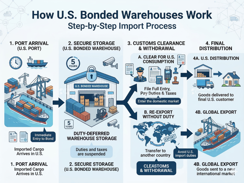How US Bonded Warehouses Work β Import Process Infographic