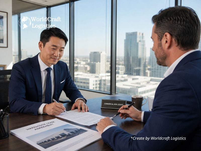 Foreign importer signing California warehouse lease agreement with commercial real estate broker.jpg