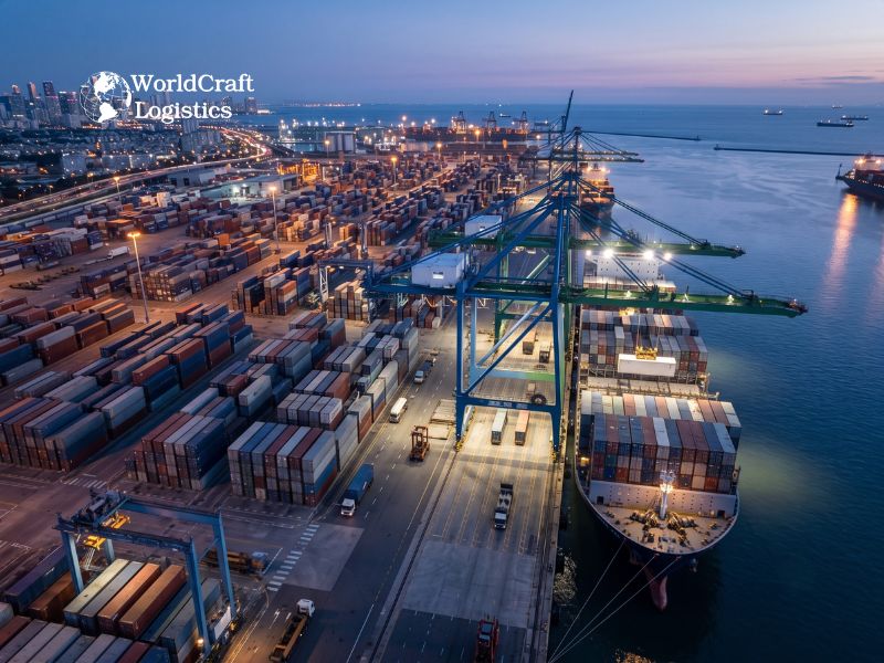 International container port representing Worldcraft Logistics global freight and warehousing network.jpg